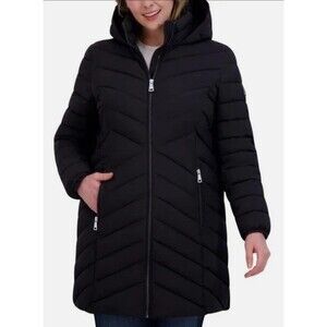 Dkny Women’s Hooded Puffer Jacket, Black, Size M   NWOT  A5